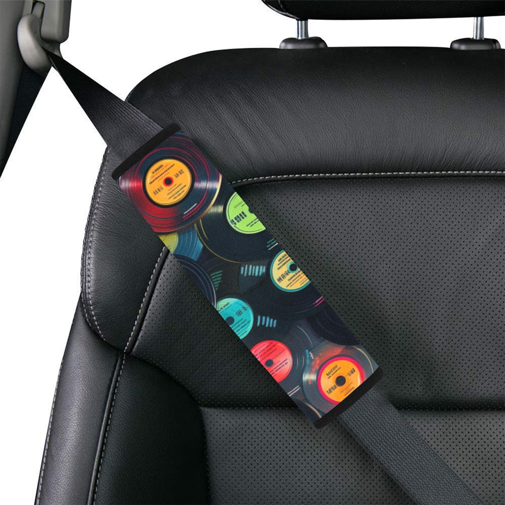 Retro Vinyl Records Car Seat Belt Cover 7''x10'' (Pack of 2) Car Seat Belt Cover 7x10 (Pack of 2) Music Printed Offshore Retro