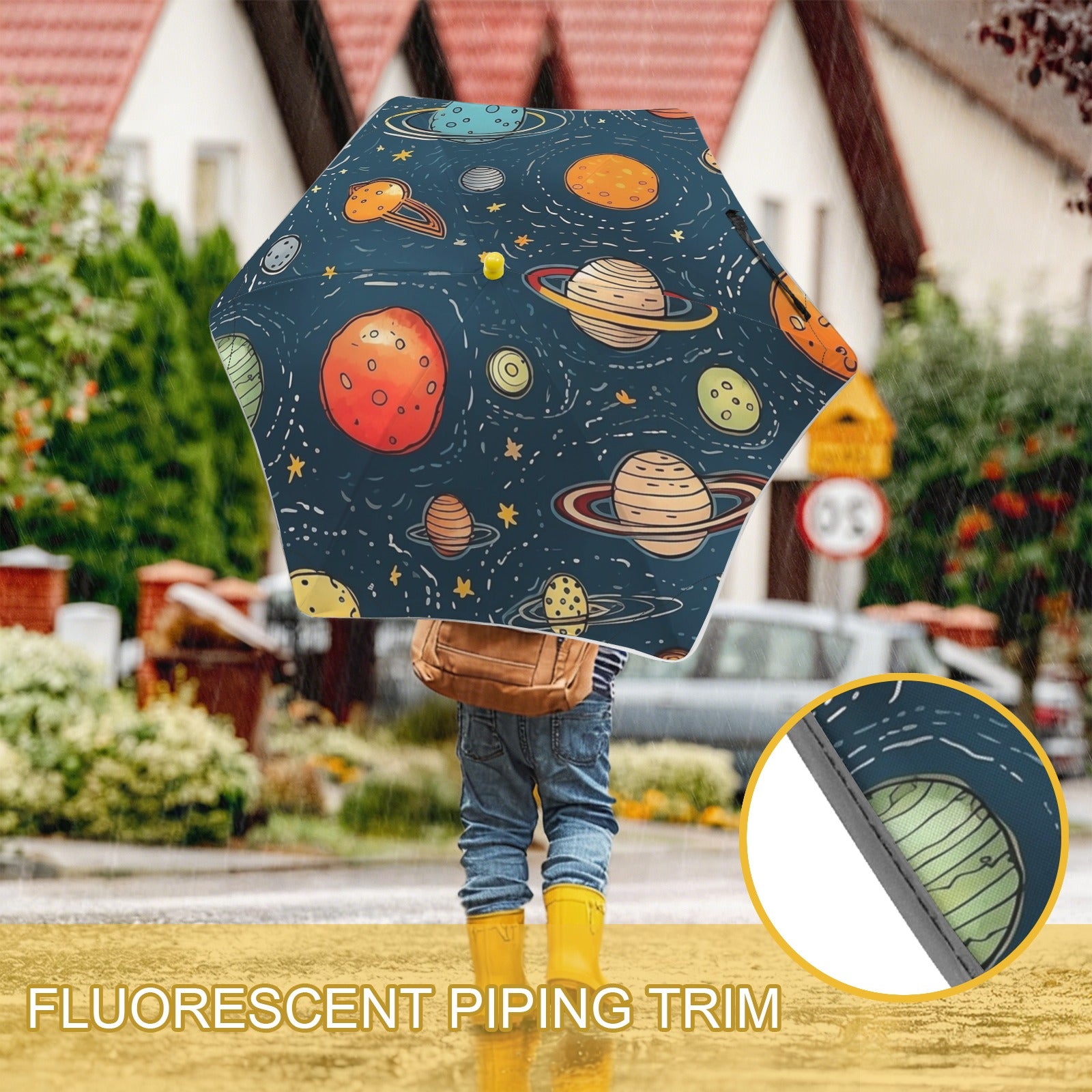 Galaxy Kids Safe Round Corner Umbrella Kids Safe Round Corner Umbrella Printed Offshore Space