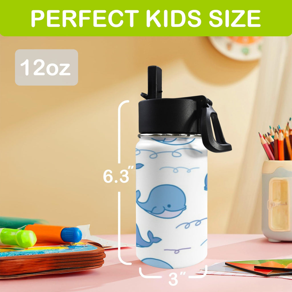 Whales 12oz Kids Water Bottle with Straw Lid