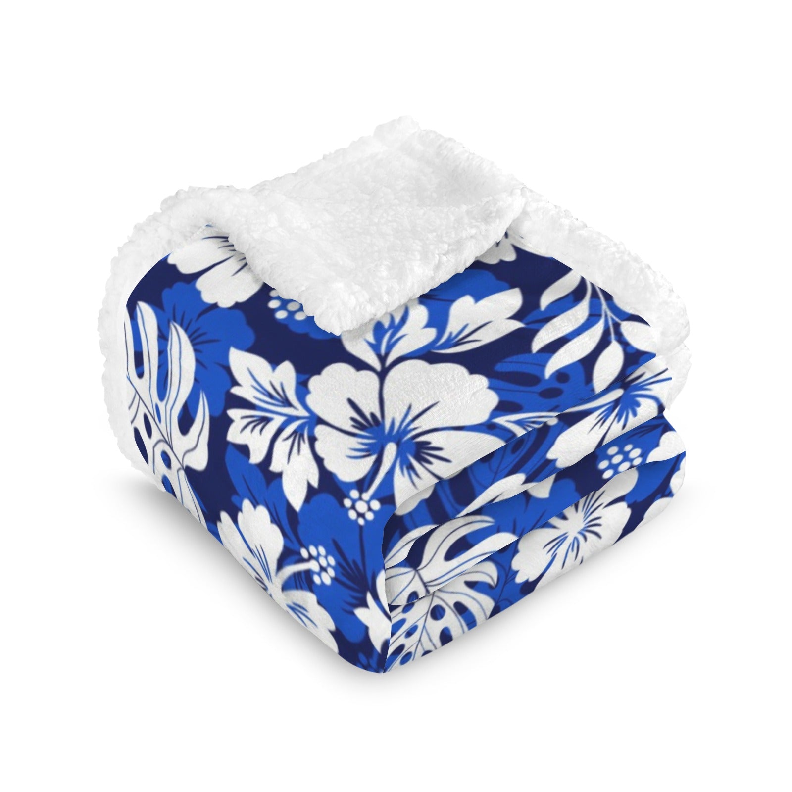 Blue Hawaiian Floral - Double-Layer Fleece Blanket 51"x59"