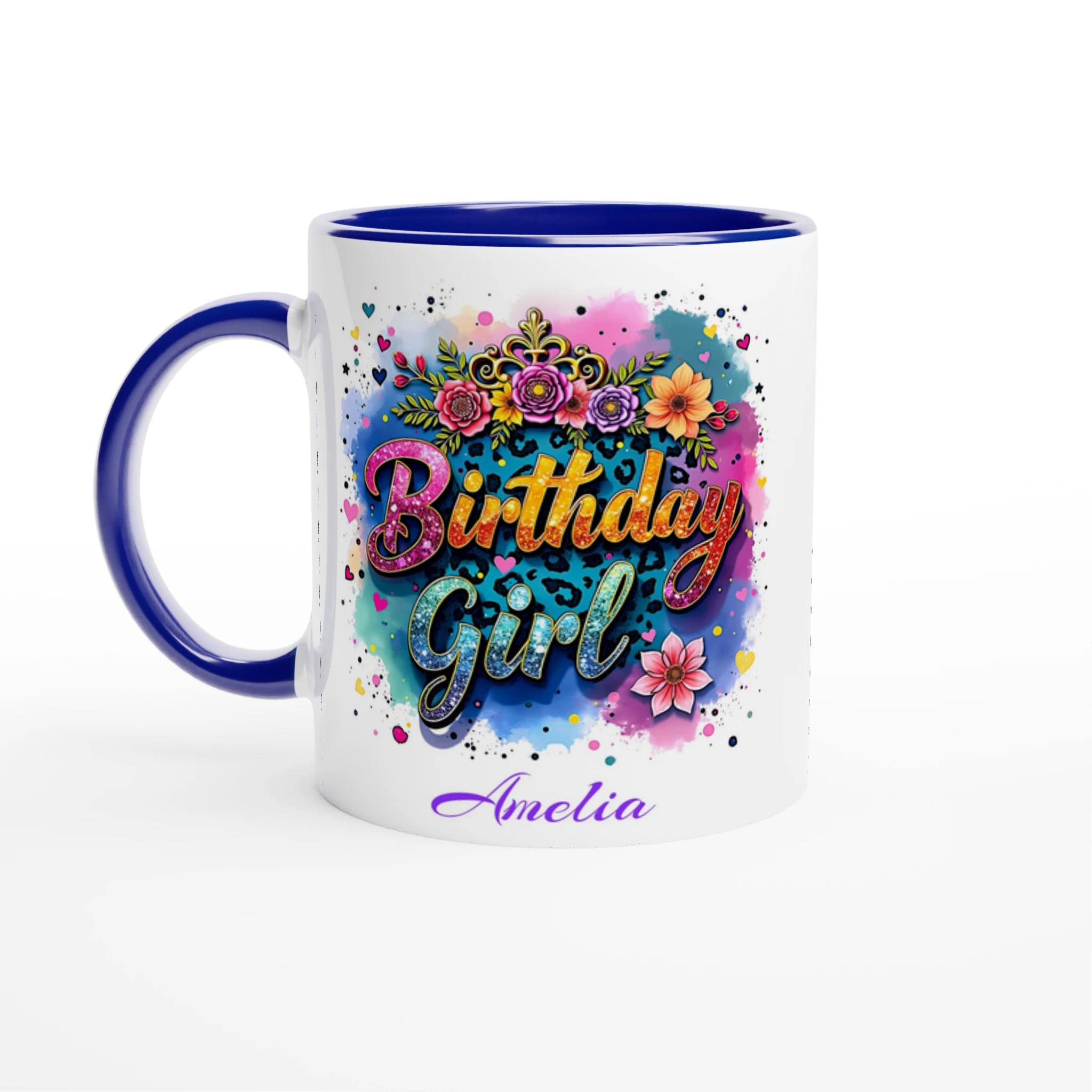 Personalise - Birthday Girl - 11oz Ceramic Mug Ceramic Blue Personalised 11oz Mug Birthday customise Globally Fulfilled Name personalise