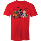 Halloween Raccoons - Mens T-Shirt Red Mens T-shirt Halloween Printed In Australia