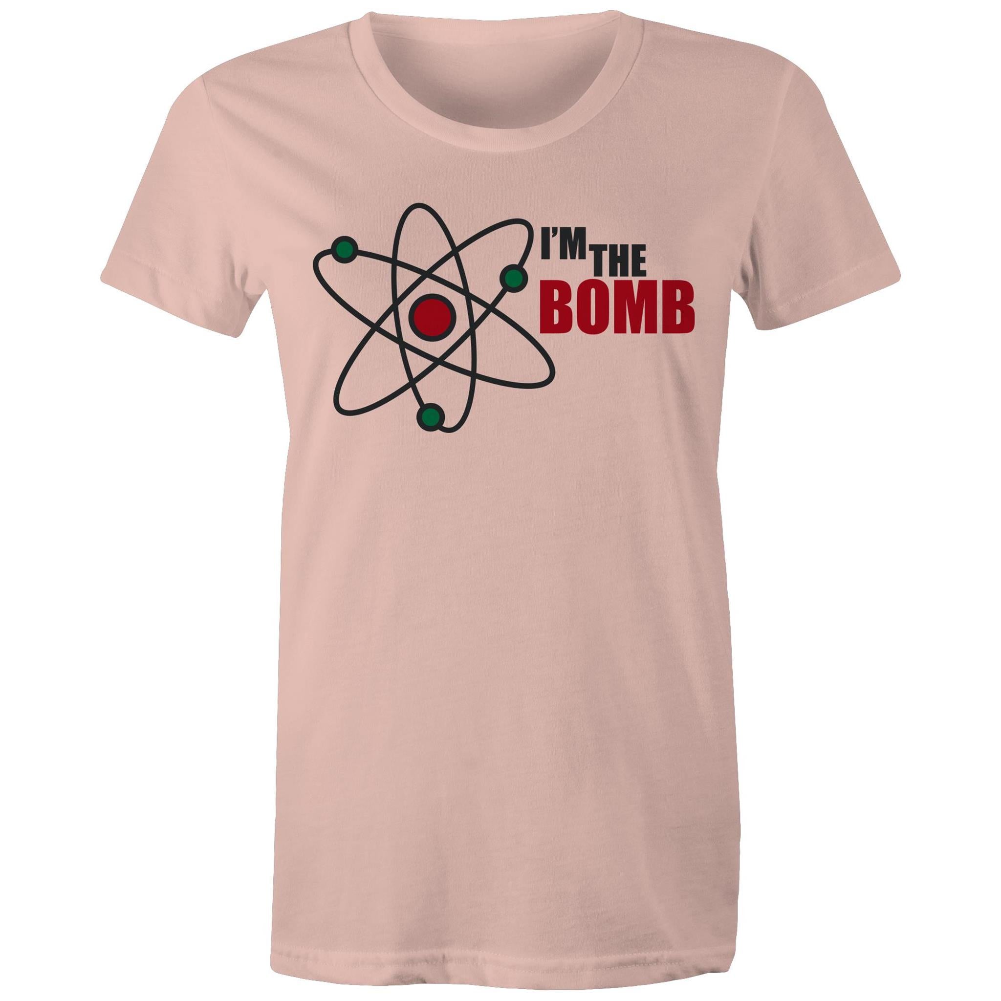 Atom, I'm The Bomb - Womens T-shirt Pale Pink Womens T-shirt Printed In Australia Science