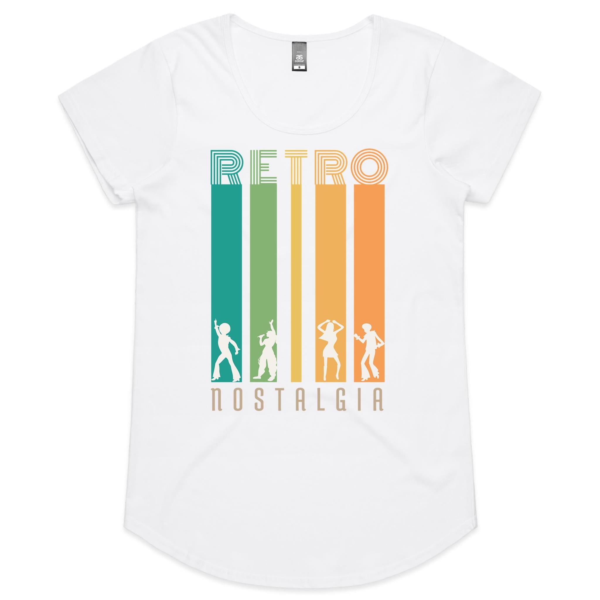 Retro Nostalgia - Womens Scoop Neck T-Shirt White Womens Scoop Neck T-shirt Printed In Australia Retro