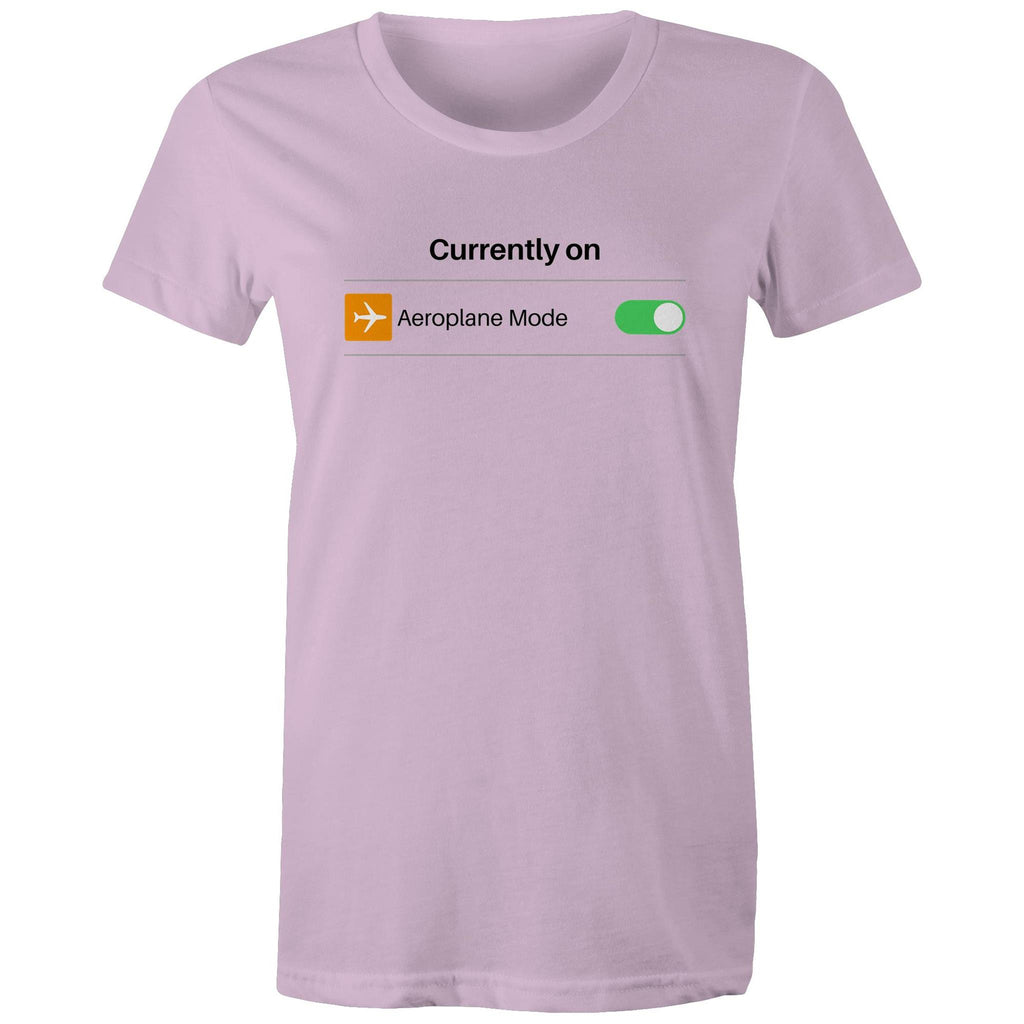 Currently On Aeroplane Mode - Womens T-shirt Lavender Womens T-shirt Printed In Australia Tech