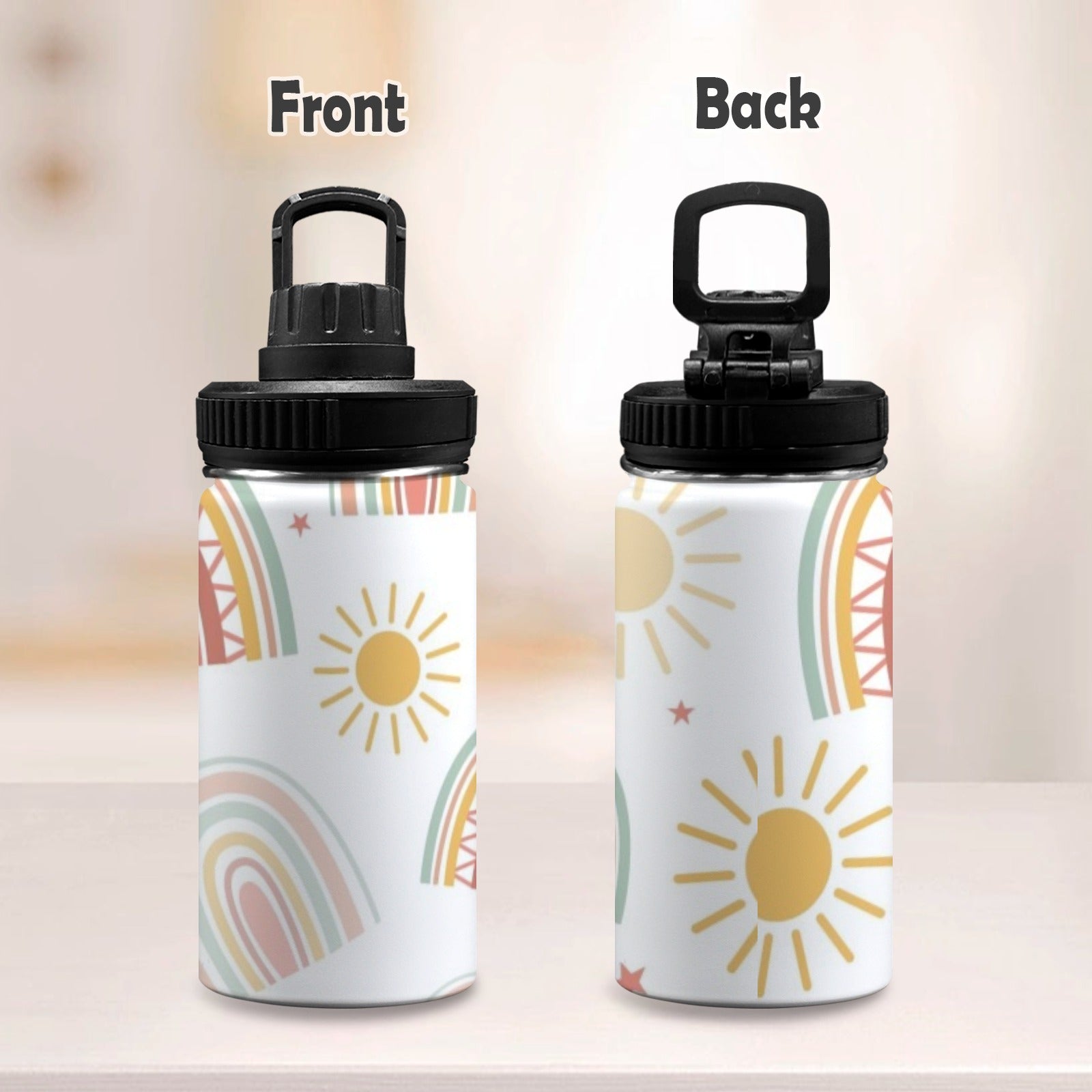 Pastel Rainbows - Kids Water Bottle with Chug Lid (12 oz) Kids Water Bottle with Chug Lid Printed Offshore