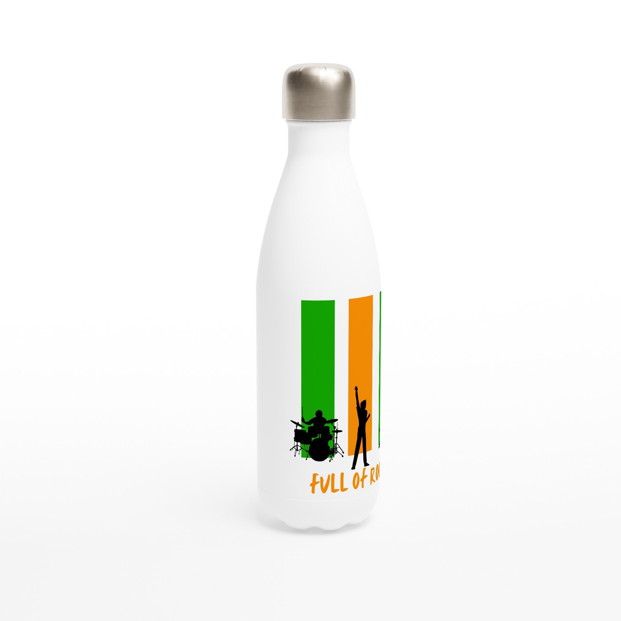 Full Of Rock - White 17oz Stainless Steel Water Bottle White Water Bottle Globally Fulfilled Music