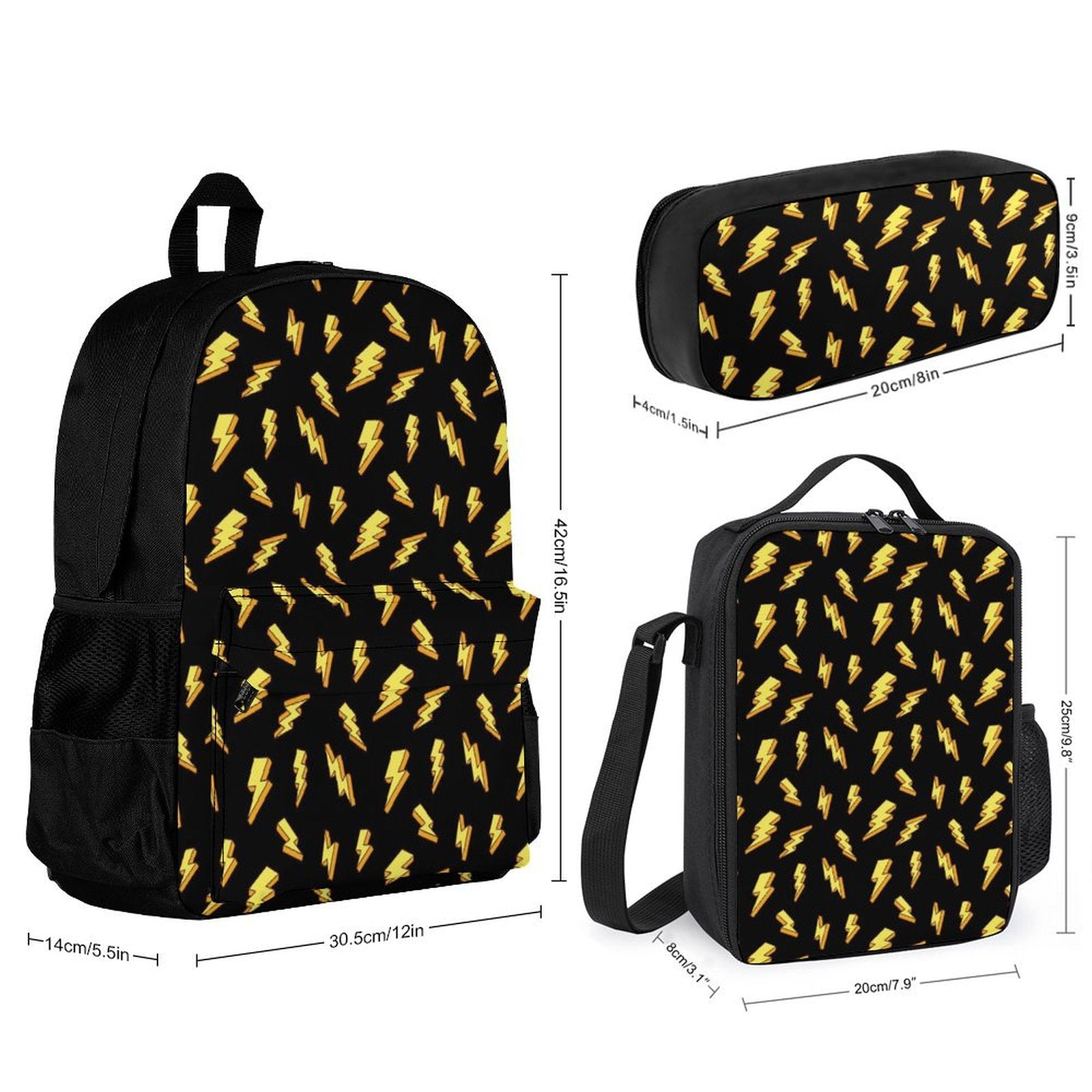 Yellow Lightning - Three Piece Backpack Set