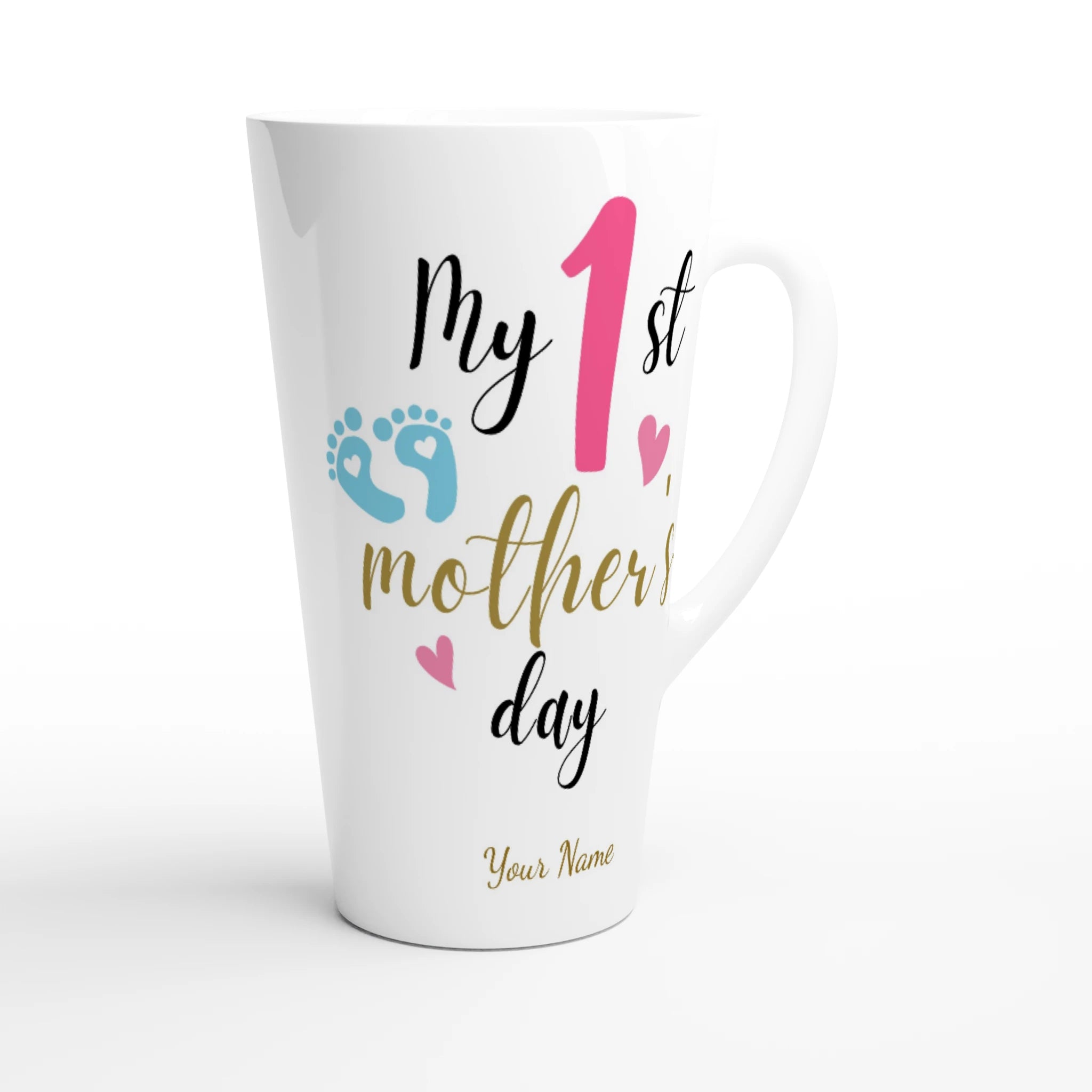 Personalised - My First Mother's Day - White Latte 17oz Ceramic Mug Personalised Latte Mug customise Globally Fulfilled Mum personalise