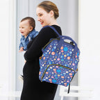 Planets On Blue Multi-Function Backpack, Nappy / Diaper Bag Multi-function Backpack, Nappy / Diaper Bag Printed Offshore Space