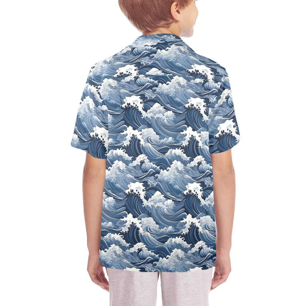 Japanese Waves Senior Kids Hawaiian Shirt