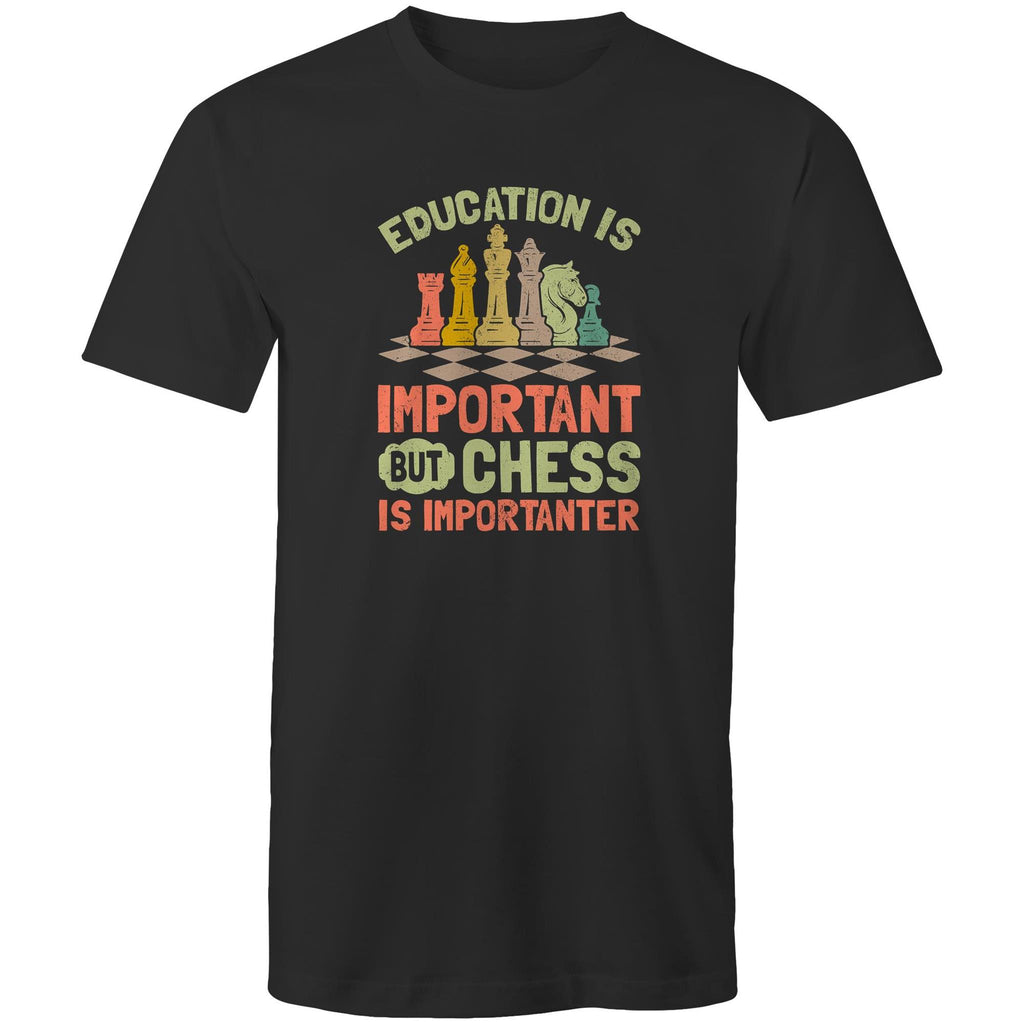 Chess And Education - Mens T-Shirt Black Mens T-shirt Chess Games Printed In Australia