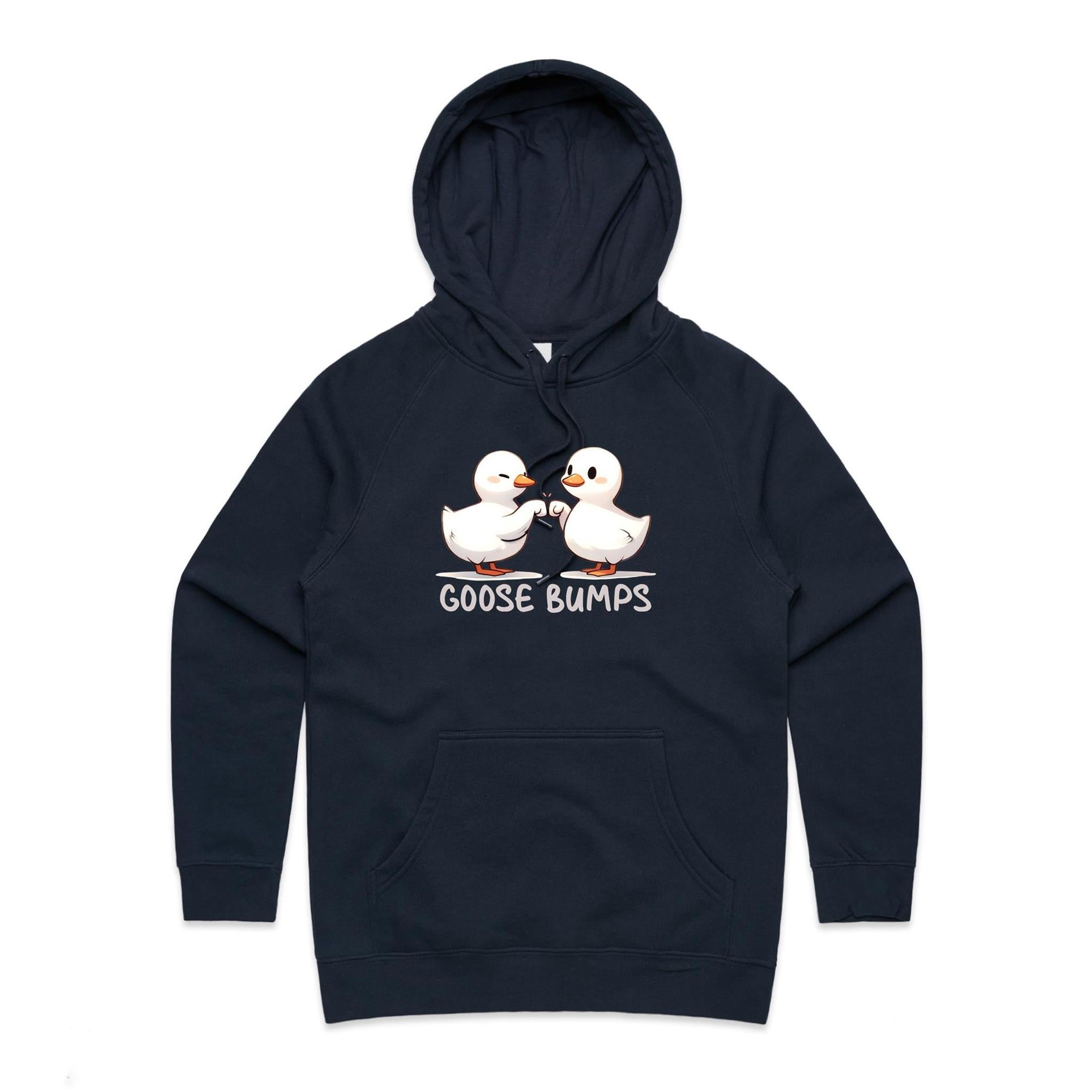 Goose Bumps - Womens Hoodie Navy Womens Hoodie animal Printed In Australia