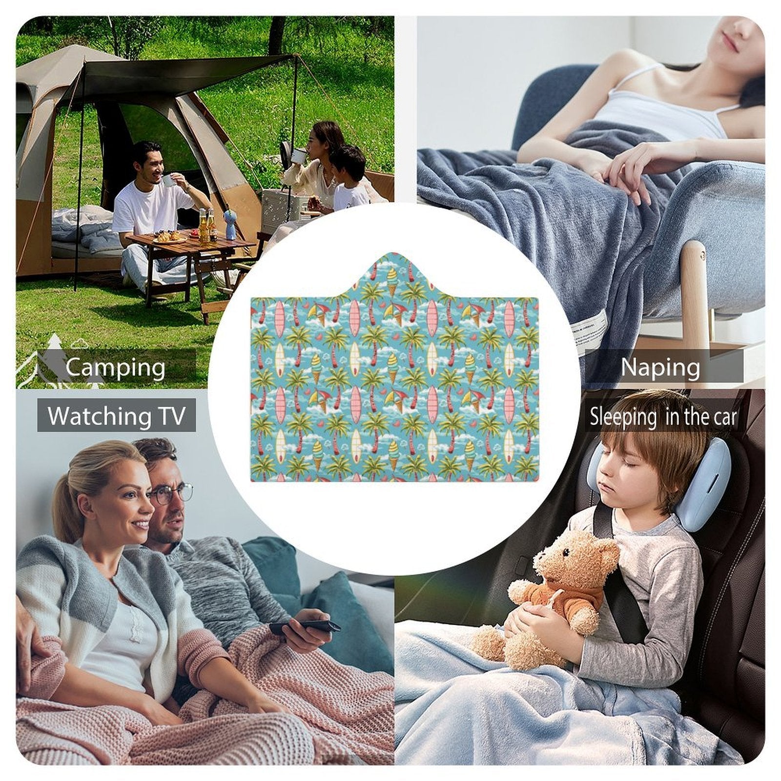 Summer Surf Kids Hooded Blanket 100cm x 130cm