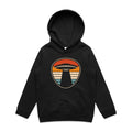 UFO, Retro Stripes Kid's AS Colour Hoodie Black Kids Hoodie Printed In Australia