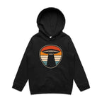UFO, Retro Stripes - Kids Hoodie Black Kids Hoodie Printed In Australia