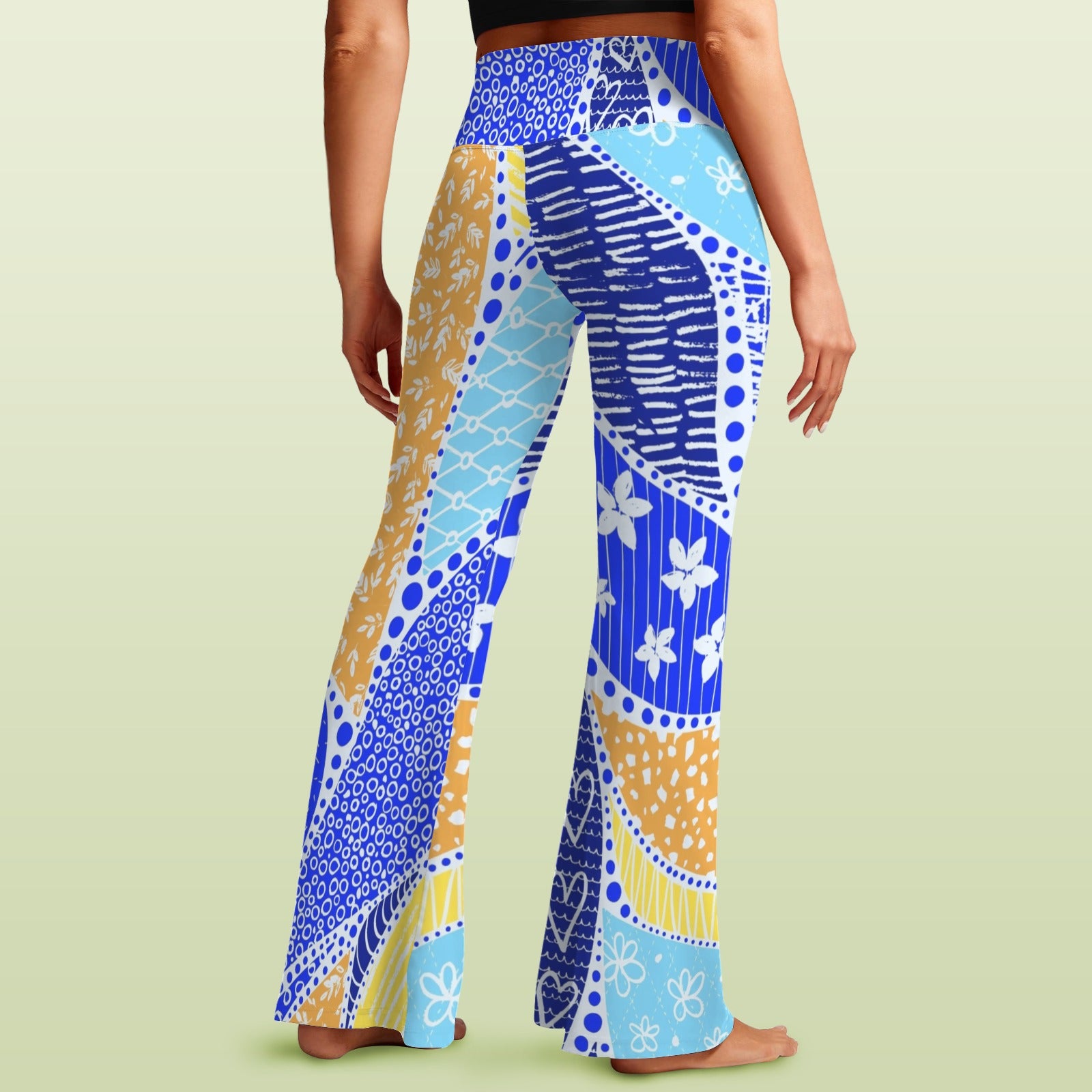 Blue Swirl High Waist Crossover Tummy Control Flare Leggings High Waist Flare Leggings Printed Offshore
