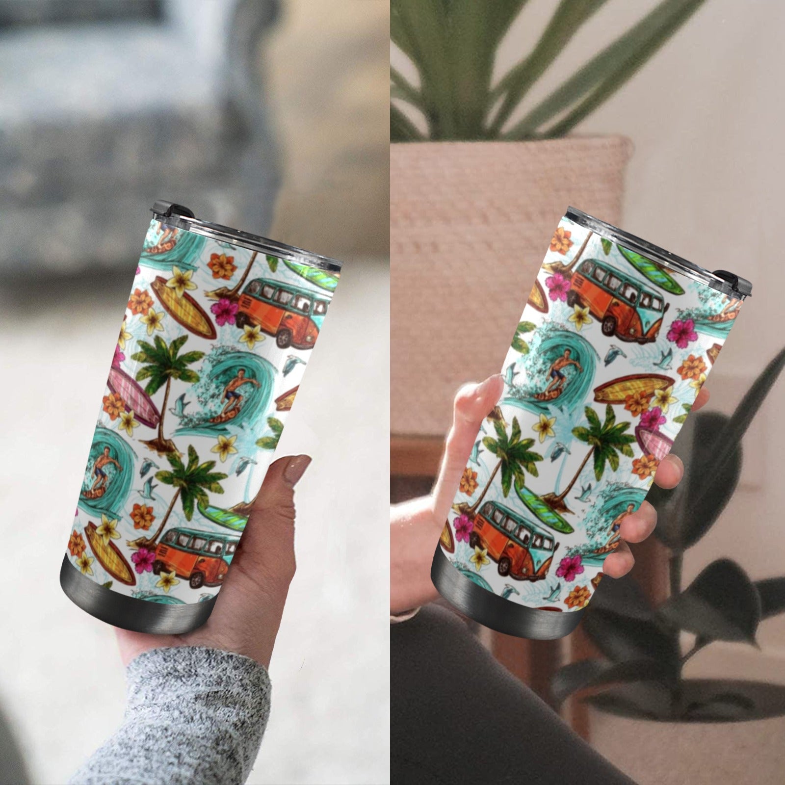 Surfing Safari 20oz Mobile Tumbler with Lid (Black Lock) 20oz Travel Mug Printed Offshore Surf