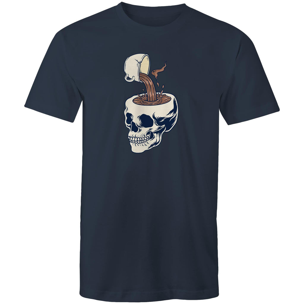 Coffee Skull - Mens T-Shirt Navy Mens T-shirt Coffee Printed In Australia