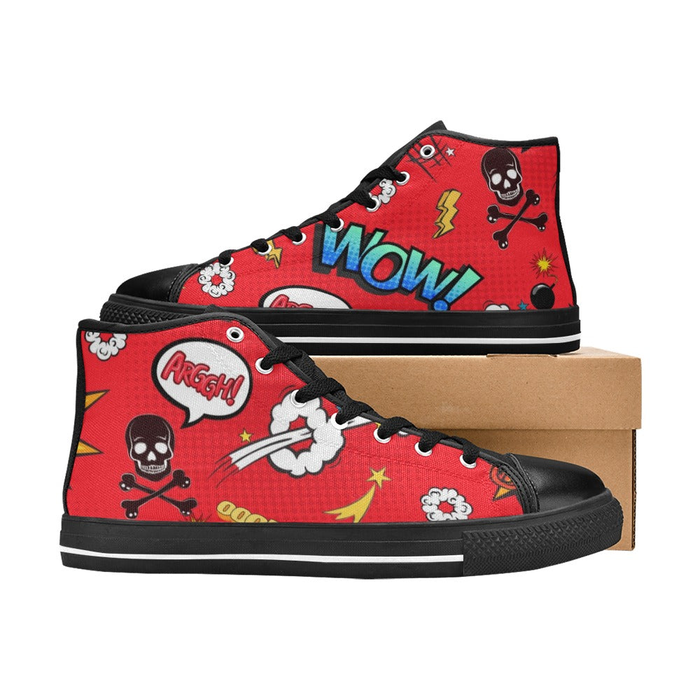 Comic Book Red - Men's High Top Canvas Shoes