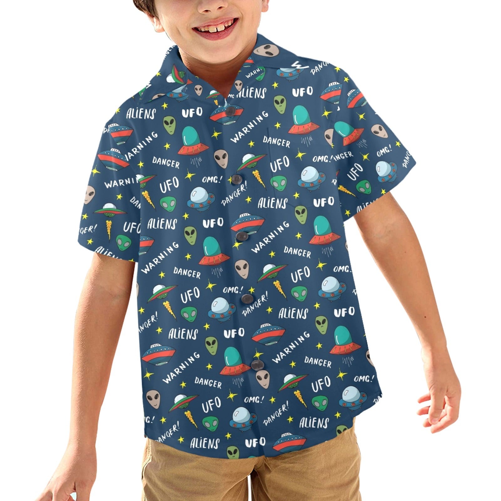 UFO's And Aliens Junior Kids Hawaiian Shirt