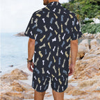 Chess Pattern - Men's Hawaiian Shirt & Shorts Set Men's Hawaiian Shirt & Shorts Set Chess Games Printed Offshore