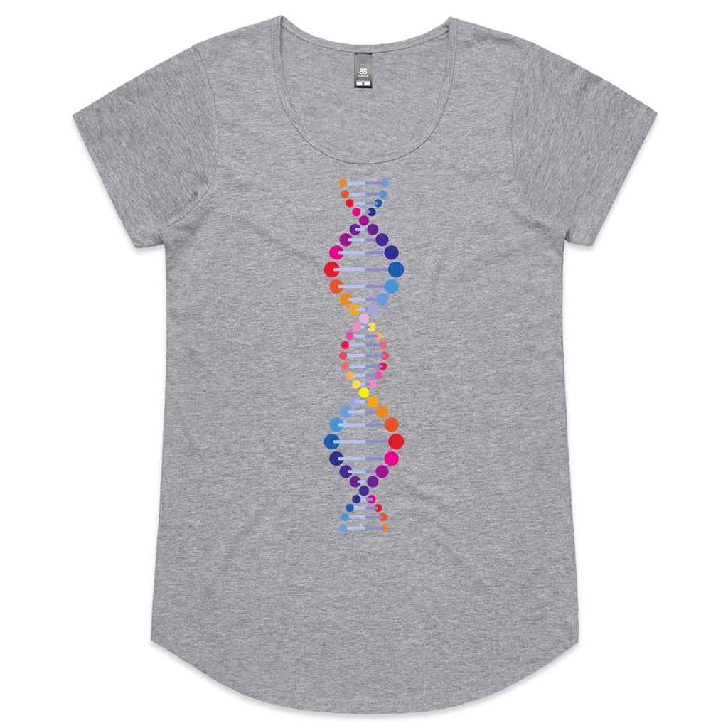 DNA - Womens Scoop Neck T-Shirt Grey Marle Womens Scoop Neck T-shirt Printed In Australia Science