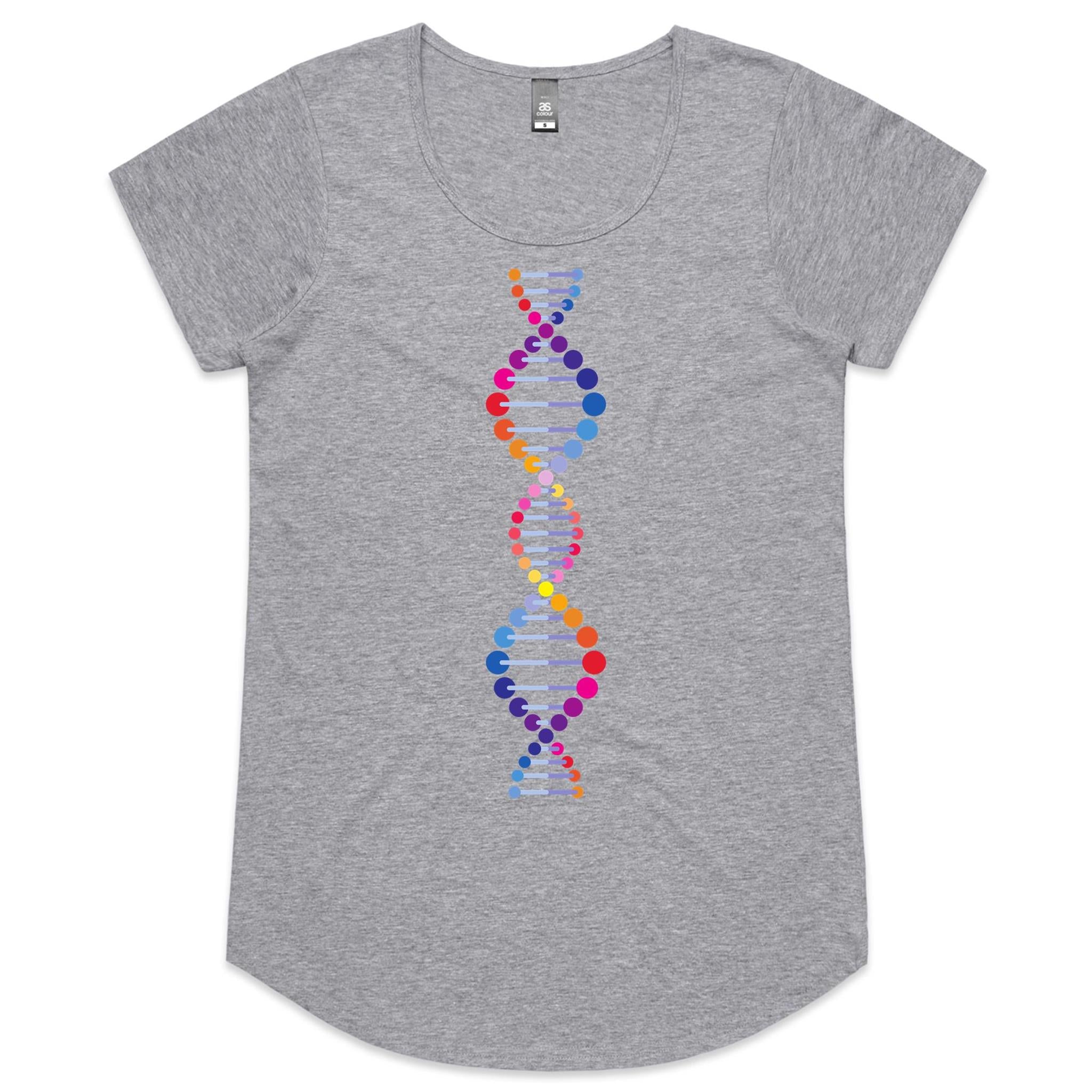 DNA - Womens Scoop Neck T-Shirt Grey Marle Womens Scoop Neck T-shirt Printed In Australia Science