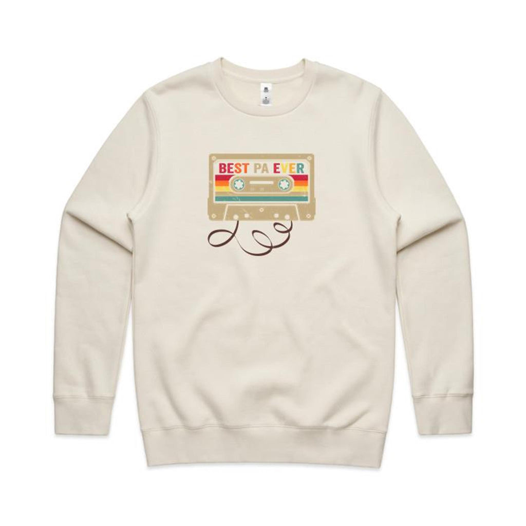 Best Pa Ever, Cassette Tape - AS Colour Stencil Crew Ecru Sweatshirt Dad Music Printed In Australia