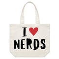 I Love Nerds, Red Heart Shoulder Canvas Tote Bag Default Title Large Tote Bag Love Printed In Australia