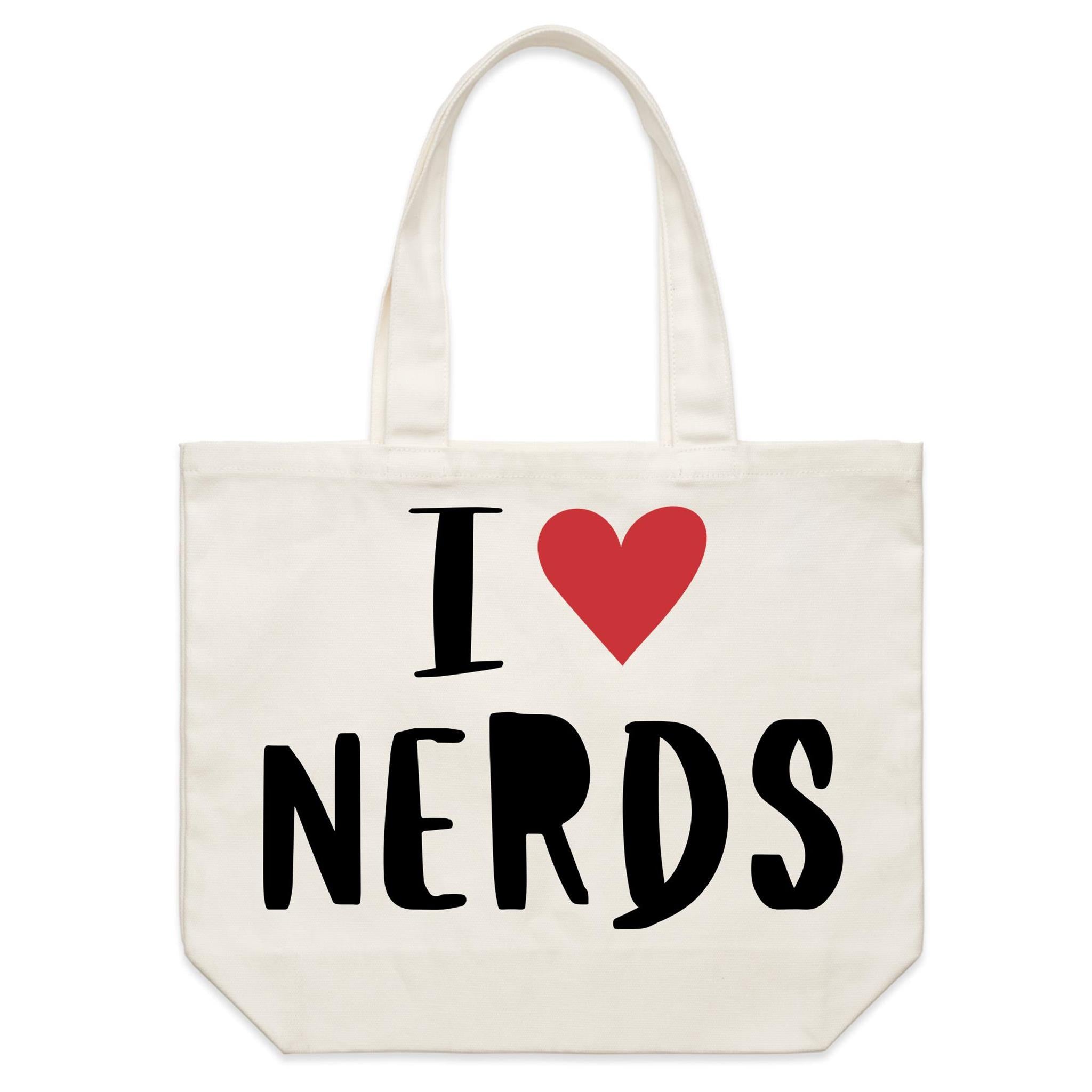 I Love Nerds, Red Heart - Shoulder Canvas Tote Bag Default Title Large Tote Bag Love Printed In Australia