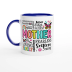 Mother Word Cloud - White 11oz Ceramic Mug with Colour Inside Ceramic Blue Colour 11oz Mug Globally Fulfilled Mum