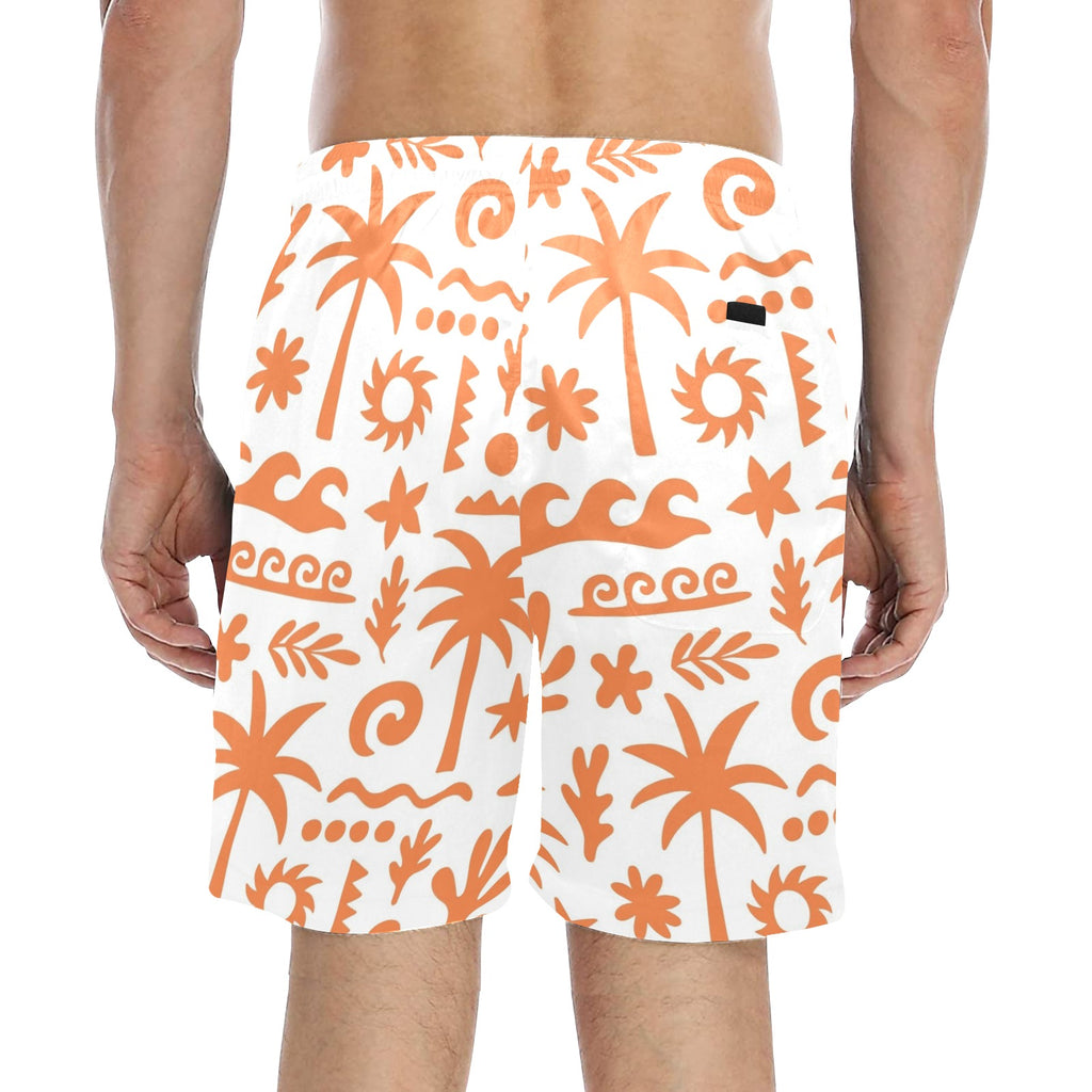 Orange Surf Men's Mid-Length Beach Shorts Men's Mid-Length Beach Shorts Printed Offshore Surf