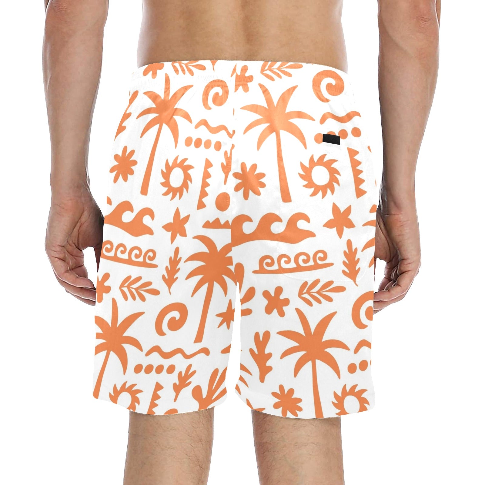 Orange Surf Men's Mid-Length Beach Shorts Men's Mid-Length Beach Shorts Printed Offshore Surf
