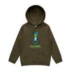 Alien Skate, Hello Humans - Kids Hoodie Army Kids Hoodie Printed In Australia