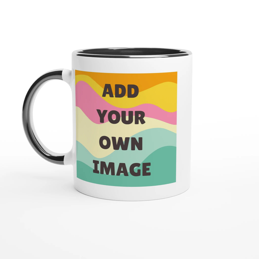 Personalised - Add Your Own Image - White 11oz Ceramic Mug with Colour Inside Ceramic Black Personalised 11oz Mug Customise Globally Fulfilled Personalise
