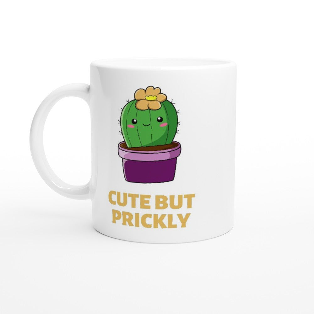 Cactus, Cute But Prickly - White 11oz Ceramic Mug White 11oz Mug Globally Fulfilled Plants