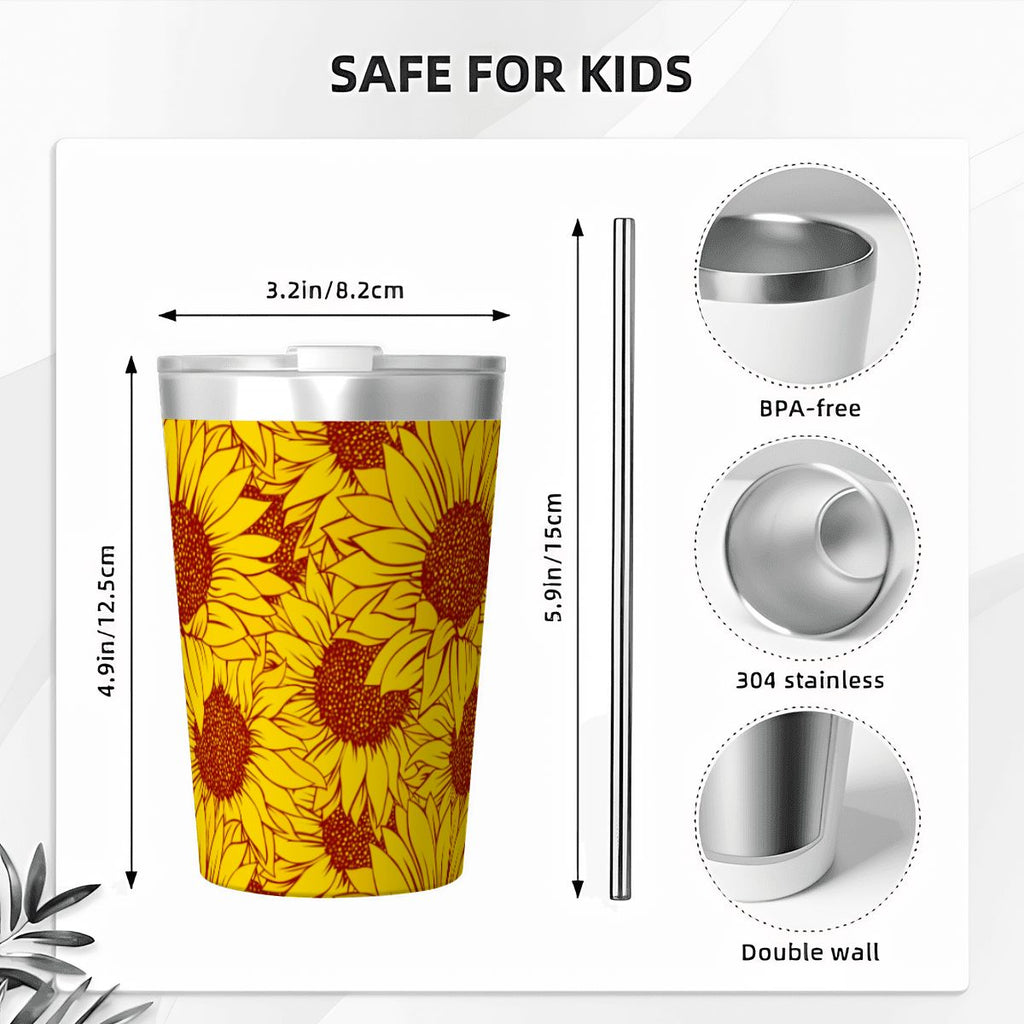 Sunflowers in Bloom Small Stainless Steel Travel Mug Cup 12oz/350ml