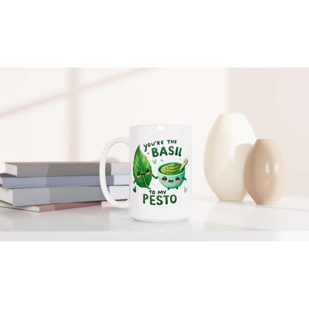 You're The Basil To My Pesto, Valentine - White 15oz Ceramic Mug 15oz Mug Food Globally Fulfilled Love