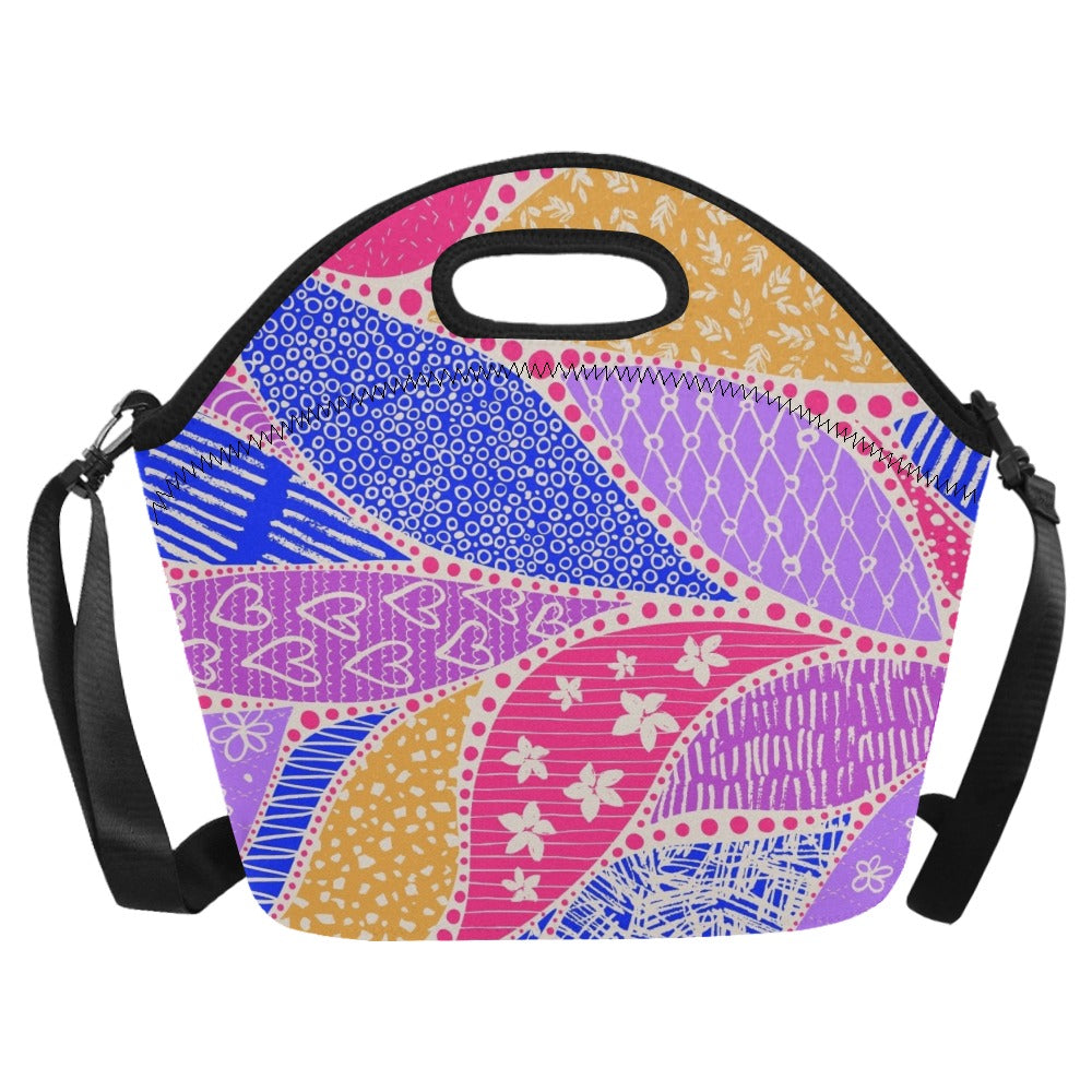 Pink Swirl Neoprene Lunch Bag/Large (Model 1669) Neoprene Lunch Bag Printed Offshore