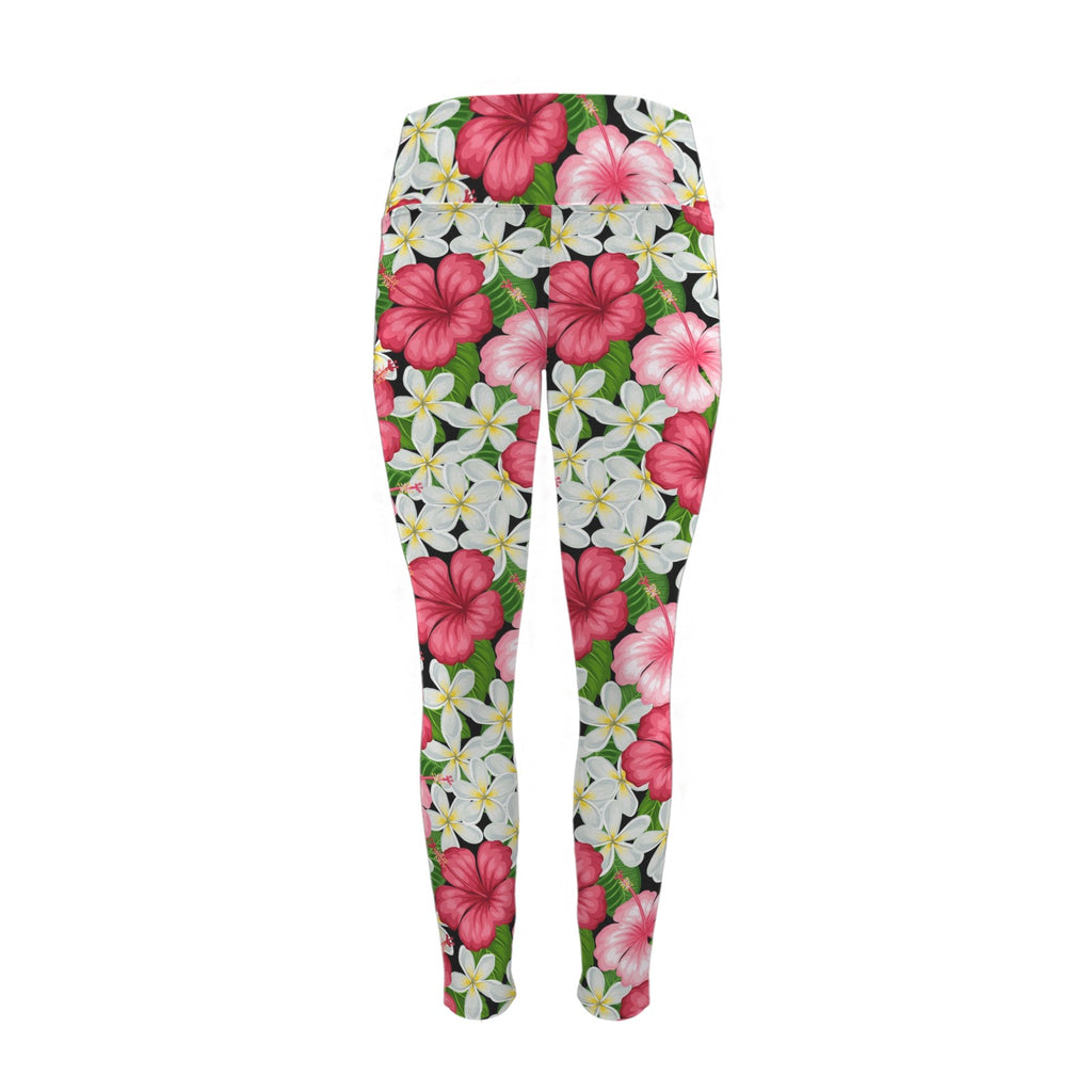 Hibiscus - Women's High Waist Pockets Yoga Leggings