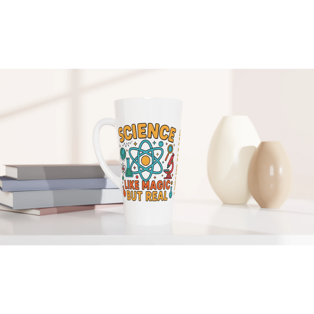 Personalised Science, Like Magic But Real White Latte 17oz Ceramic Mug Personalised Latte Mug Globally Fulfilled Science