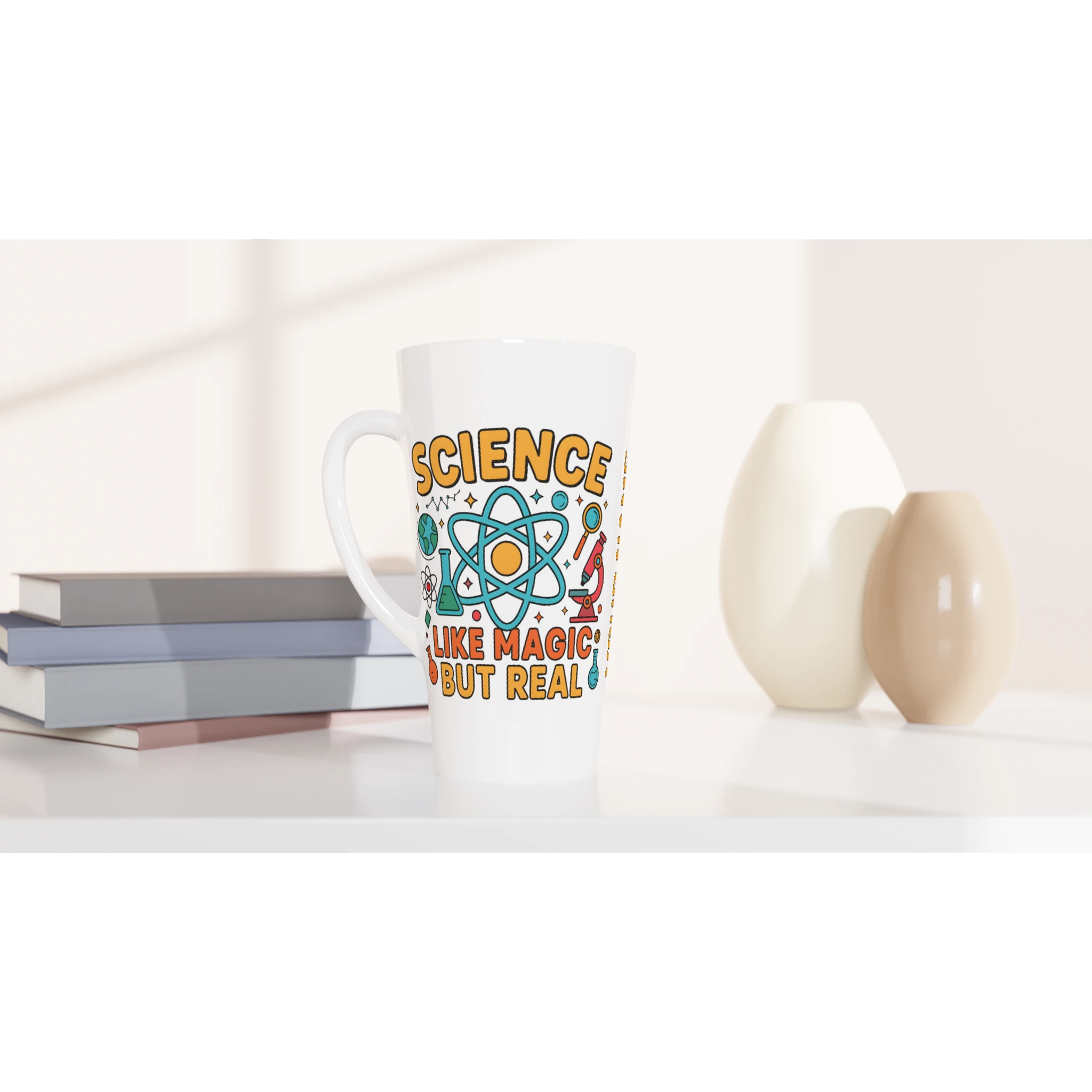 Personalised - Science, Like Magic But Real - White Latte 17oz Ceramic Mug Personalised Latte Mug Globally Fulfilled Science