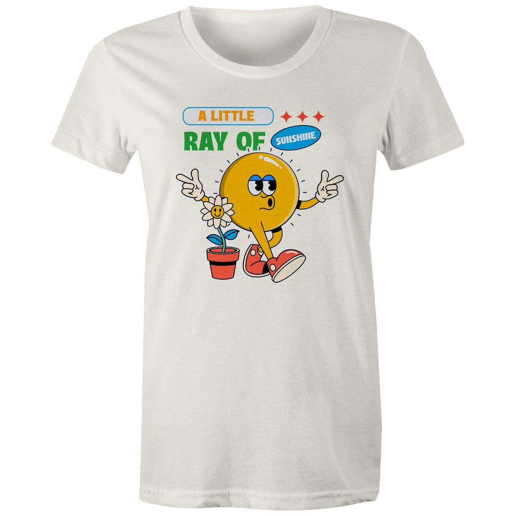A Little Ray Of Sunshine - Womens T-shirt Natural Womens T-shirt Positivity Printed In Australia