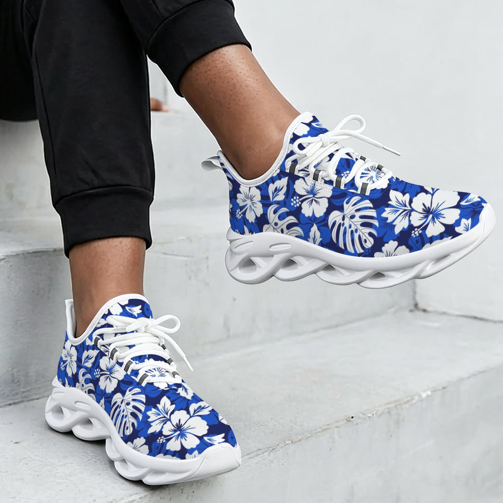 Blue Hawaiian Floral Women's Twisted Sole Sneakers