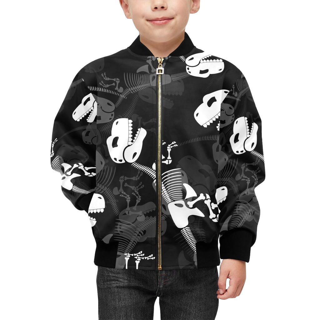 Dinosaur Skeleton Kids Bomber Jacket Kids Bomber Jacket animal Printed Offshore