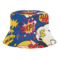 Blue Comic Book Kids Bucket Hat black Kids Bucket Hat comic Printed Offshore