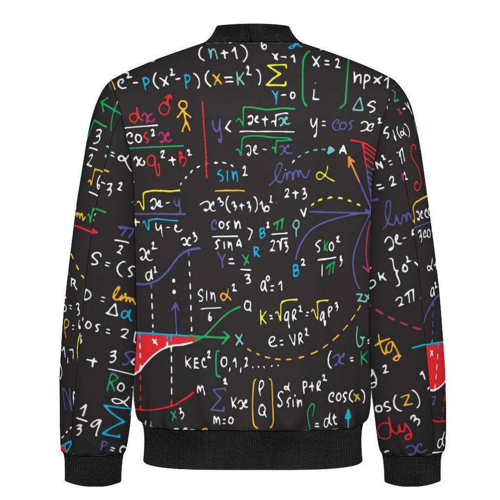 Colourful Maths Formulas Men's Casual Zip‑Up Bomber Jacket