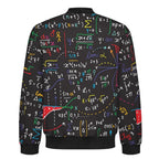 Colourful Maths Formulas Men's Casual Zip‑Up Bomber Jacket