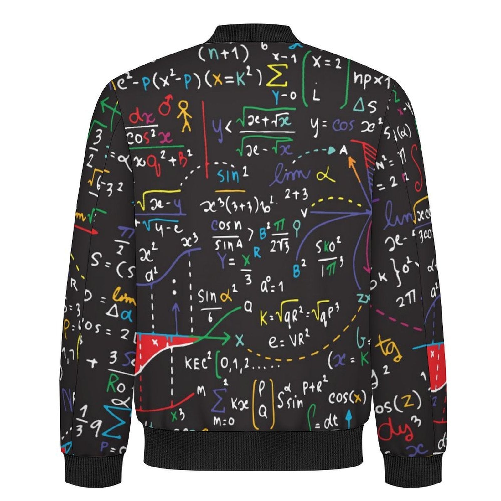 Colourful Maths Formulas Men's Casual Zip‑Up Bomber Jacket